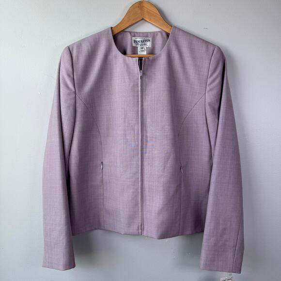 NWT PENDLETON WOMENS 12 PETITE 100% VIRGIN WOOL LIGHTWEIGHT LILAC PURPLE BLAZER - Picture 1 of 8